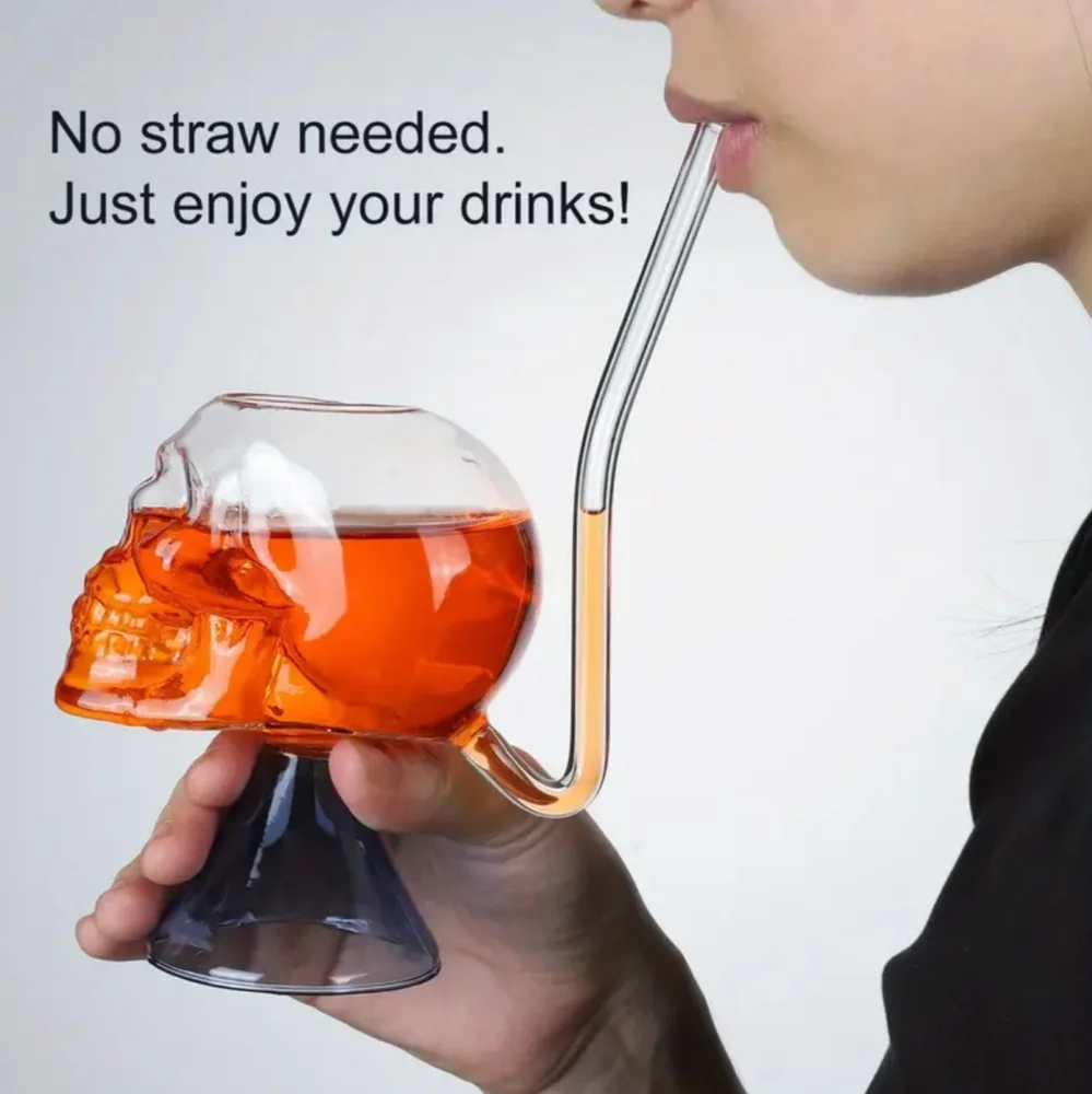 Vampire Skull Straw Glass